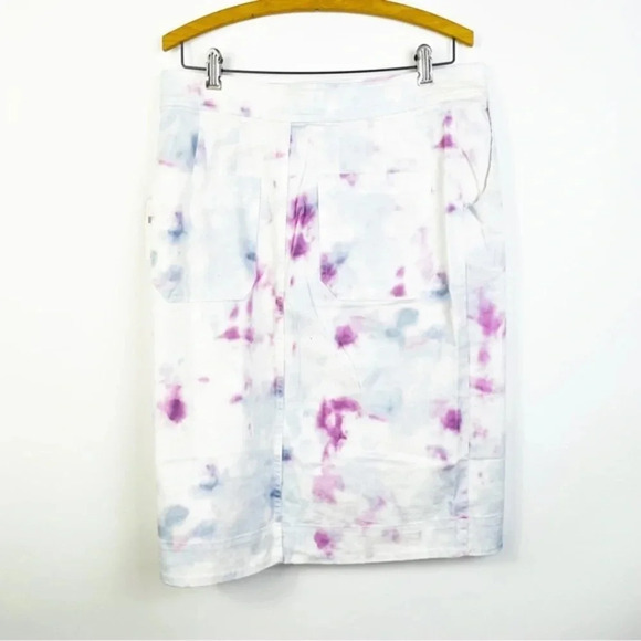 Anthropologie Kimmie Watercolor Tie Dye Tulip Button Down Skirt 10P - Picture 6 of 9